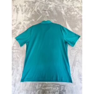 PRO TOUR Mens L Turquoise Black Stripe Polo Shirt Short‎ Sleeve Made in Vietnam